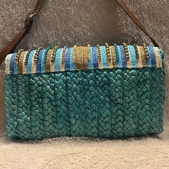 SUN N SAND “Turk Bleu Beauty” Straw Bag - Picture 6 of 15
